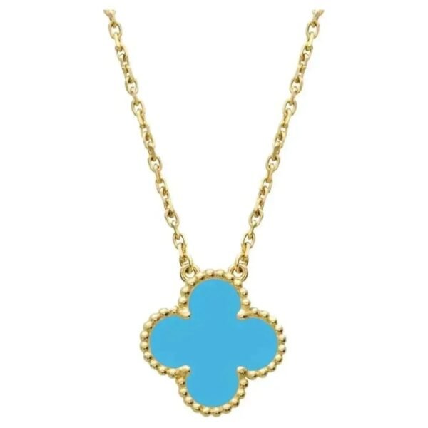 [ELANLUXE]CLOVER 15MM VINTAGE TURQUOISE NECKLACE