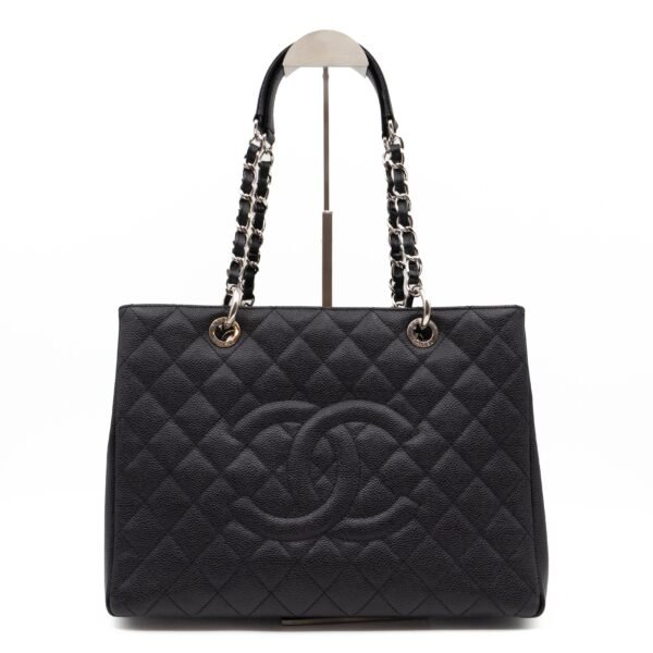 Chanel GST Grand Shopping Tote Black Caviar Silver