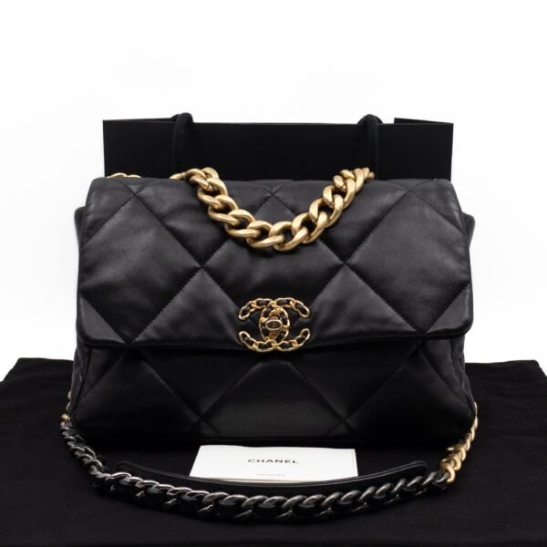 Chanel 19 Large Black Shiny Lambskin