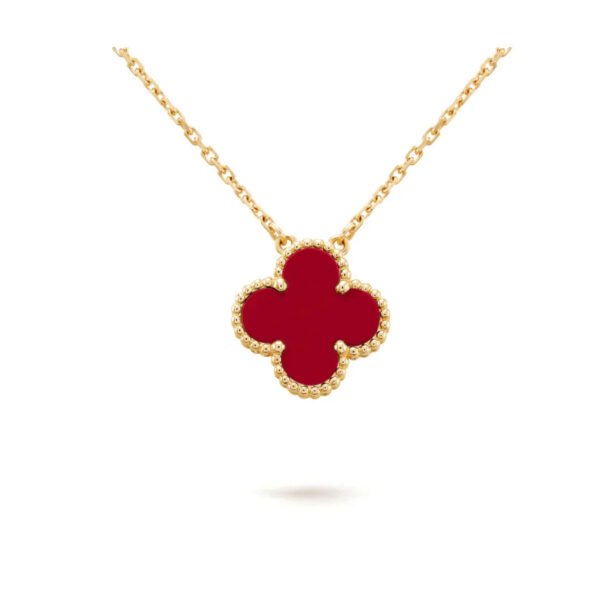 [ELANLUXE]CLOVER 15MM CARNELIAN SINGLE FLOWER NECKLACE