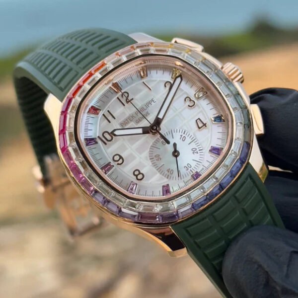 Patek Philippe Aquanaut Luce “Rainbow” Chronograph 40mm Green Rubber Strap