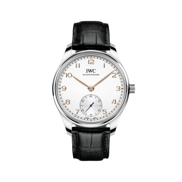 Portugieser Automatic 40mm - Silver w/ Black Accents on Leather Strap