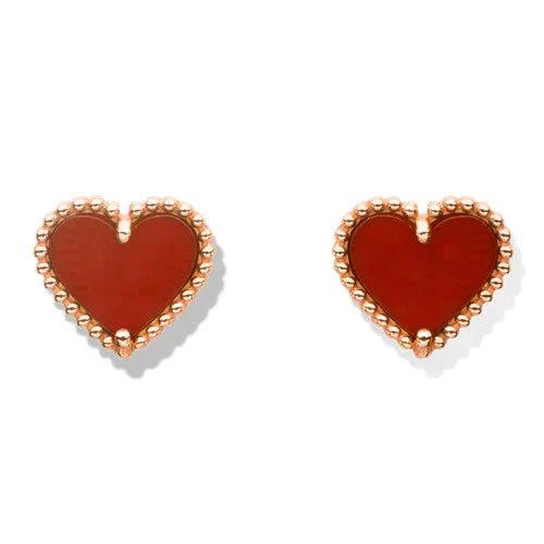 [ELANLUXE]HEART CARNELIAN STUD EARRINGS