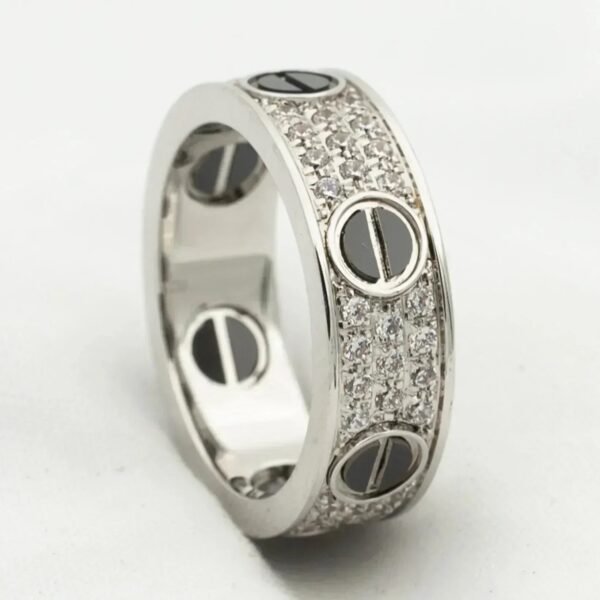 [ELANLUXE]LOVE RING 5.5MM DIAMONDS PAVED CERAMIC