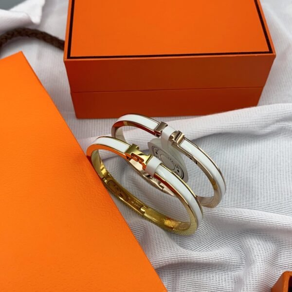 [ELANLUXE]CLASSIC HM CLIC WHITE 8MM ENAMEL BRACELET