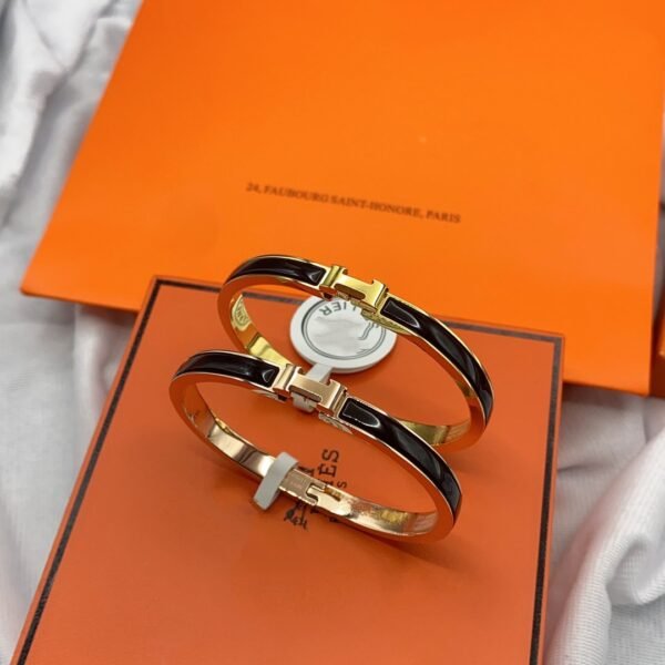 [ELANLUXE]CLASSIC HM CLIC BLACK 8MM ENAMEL BRACELET