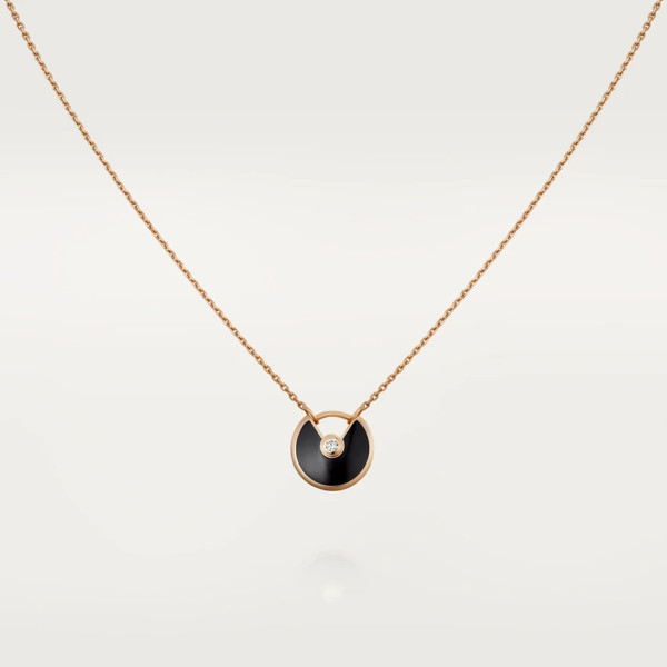 [ELANLUXE]AMULETTE ROSE GOLD ONYX NECKLACE