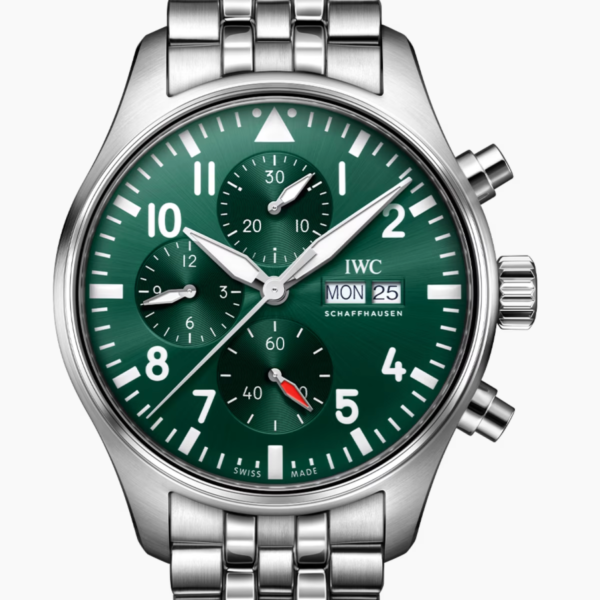 Replica Pilot’s Watch Chronograph, Ref. IW378006 (Stainless Steel Bracelet, Green Dial, 43mm) VK63 Quartz Movement