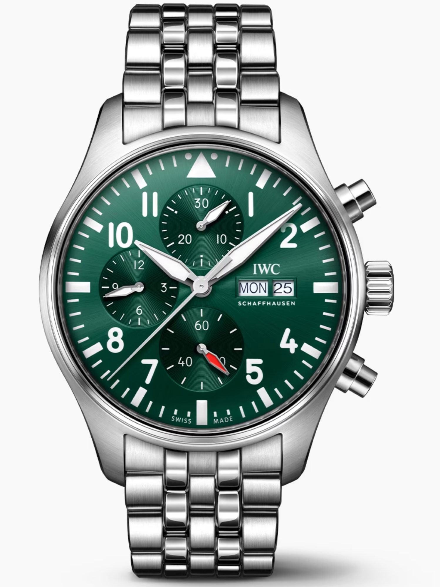 cf06ec47dc8f65b01025fb718bed34de Replica Pilot’s Watch Chronograph, Ref. IW378006 (Stainless Steel Bracelet, Green Dial, 43mm) VK63 Quartz Movement