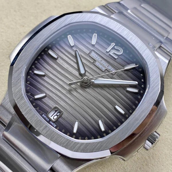Patek Philippe Nautilus 35mm Black Gray Dial Sliver Case
