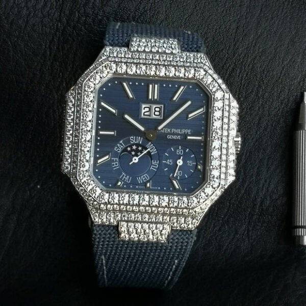 Patek Philippe Cubitus 45mm Diamond Case Blue Fabric Strap