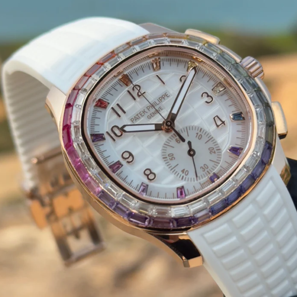 Patek Philippe Aquanaut Luce “Rainbow” Chronograph 40mm White Rubber Strap
