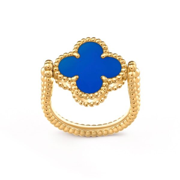 [ELANLUXE]CLOVER RIVERSIBLE BLUE AGATE RING