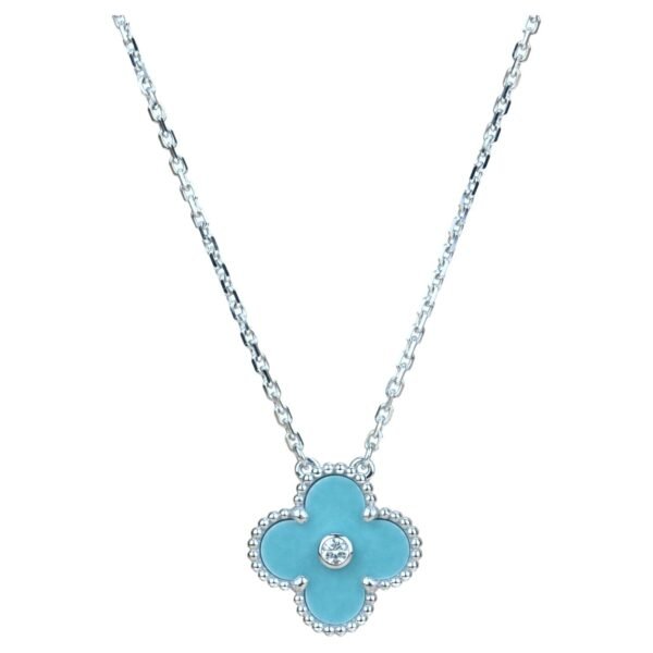 [ELANLUXE]CLOVER 15MM DIAMOND SVRES PORCELAIN  NECKLACE SILVER