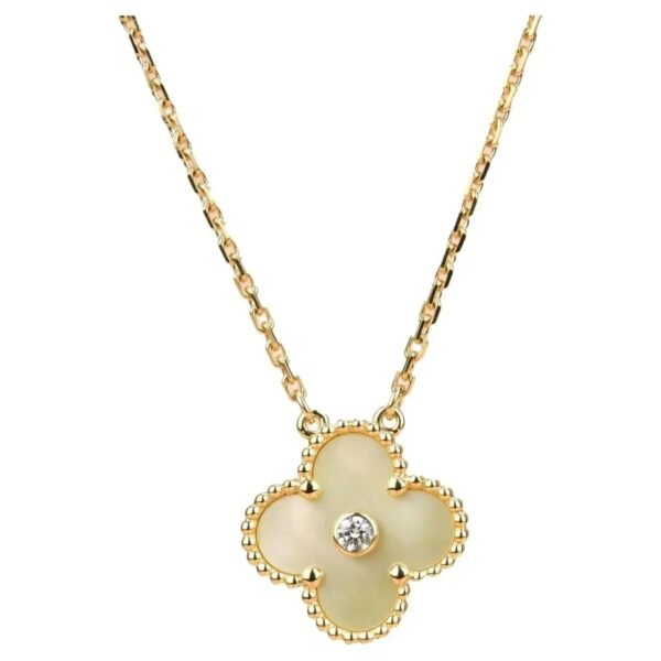 [ELANLUXE]CLOVER 15MM DIAMOND GOLD MOTHER OF PEARL NECKLACE