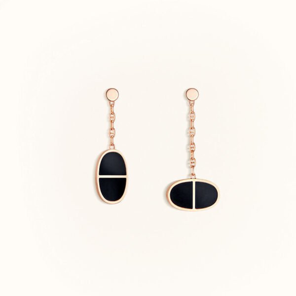 [ELANLUXE]CHAINE VERSO BLACK CERAMIC EARRINGS