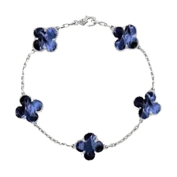 [ELANLUXE]CLOVER 5 MOTIF PIETERSITE SILVER BRACELET