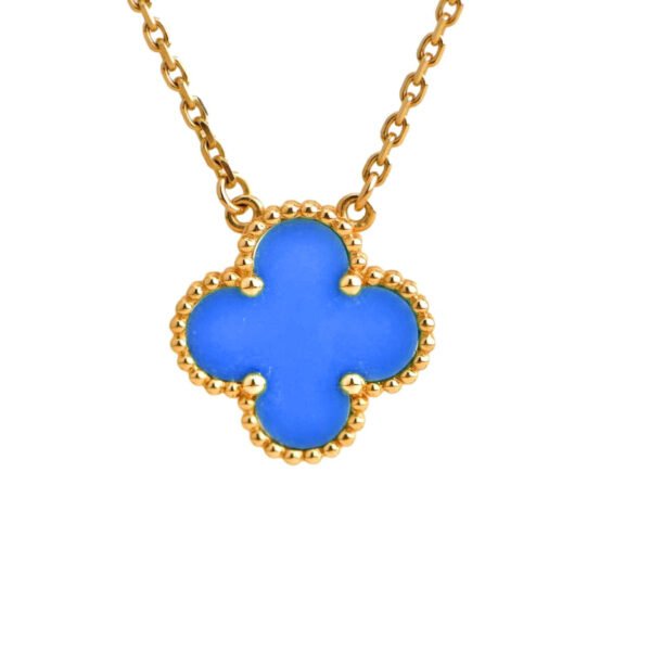 [ELANLUXE]CLOVER 15MM BLUE AGATE NECKLACE