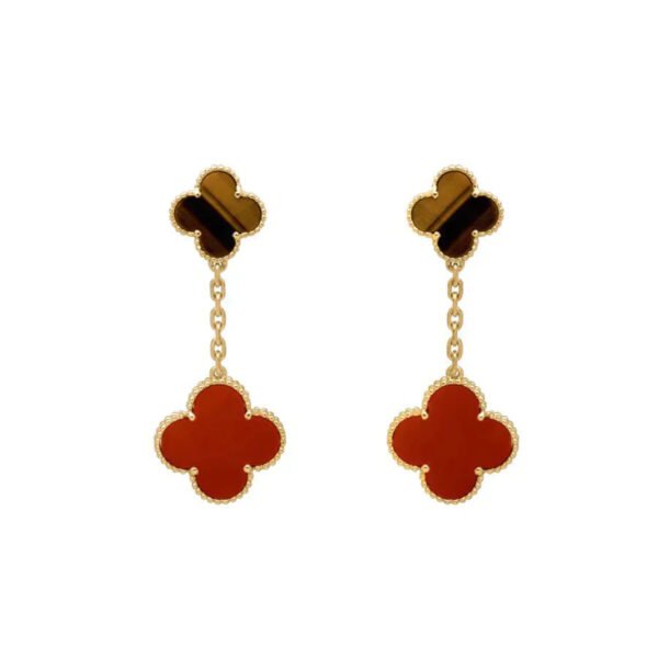 [ELANLUXE]CLOVER  2 MOTIF  TIGER EYE CARNELIAN EARRINGS