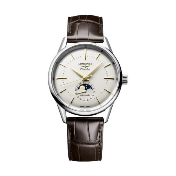 Flagship Heritage Moonphase 38.5mm - Silvered Opaline on Leather Strap
