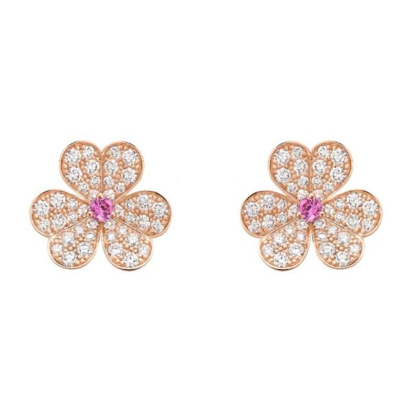 [ELANLUXE]FRIVOLE PINK GOLD FLOWER DIAMOND EARRINGS