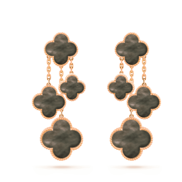 [ELANLUXE]CLOVER EARRINGS DARK MOP 4 MOTIFS ROSE GOLD
