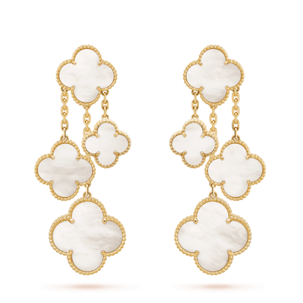 [ELANLUXE]CLOVER EARRINGS WHITE MOP 4 MOTIFS GOLD