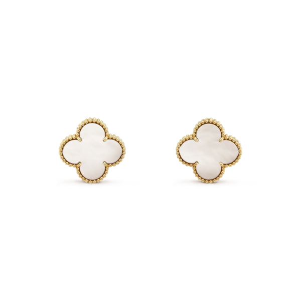 [ELANLUXE]CLOVER MEDIUM 1 MOTIFS  WHITE MOP STUD EARRINGS