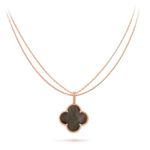 [ELANLUXE]CLOVER 25MM GOLD DARK MOP BIG CLOVER NECKLACE