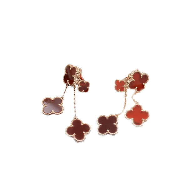 [ELANLUXE]CLOVER EARRINGS CARNELIAN 4 MOTIFS PINK GOLD