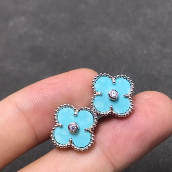 [ELANLUXE]CLOVER 1 DIAMOND BLUE SKY SILVER EARRINGS