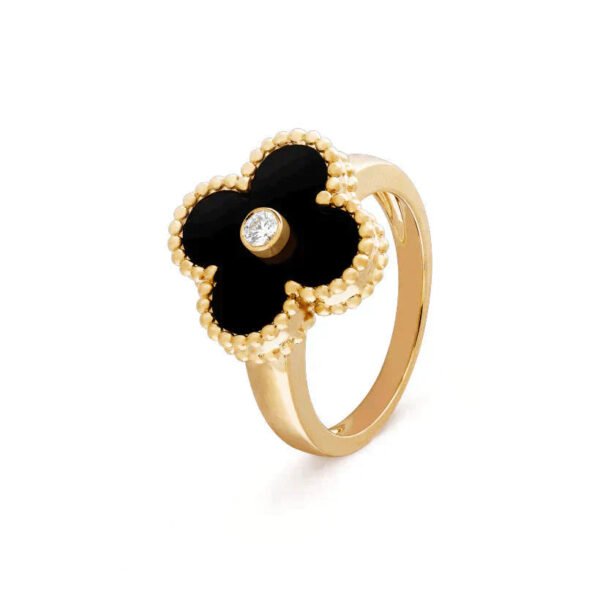 [ELANLUXE]CLOVER ONYX RING GOLD DIAMOND