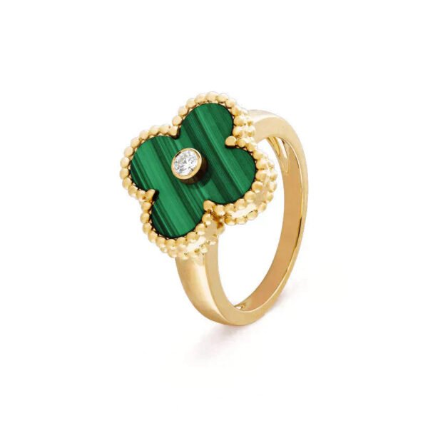 [ELANLUXE]CLOVER MALACHITE RING GOLD DIAMOND