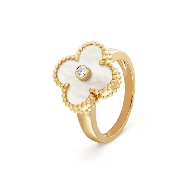 [ELANLUXE]CLOVER PINK MOP RING GOLD DIAMOND
